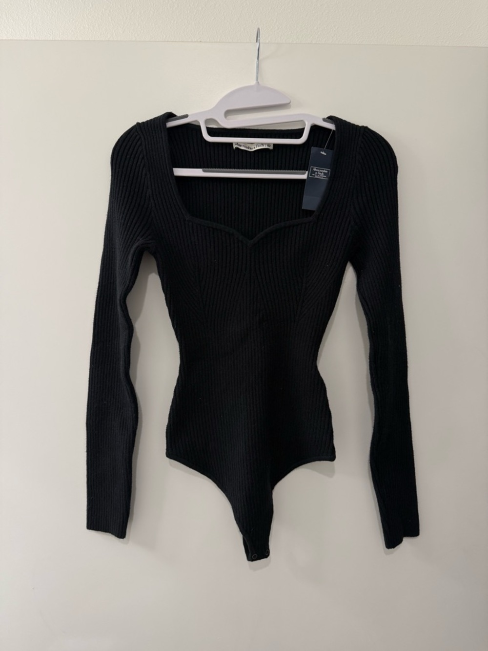 Abercrombie Ribbed Long-Sleeve Black Bodysuit NWT